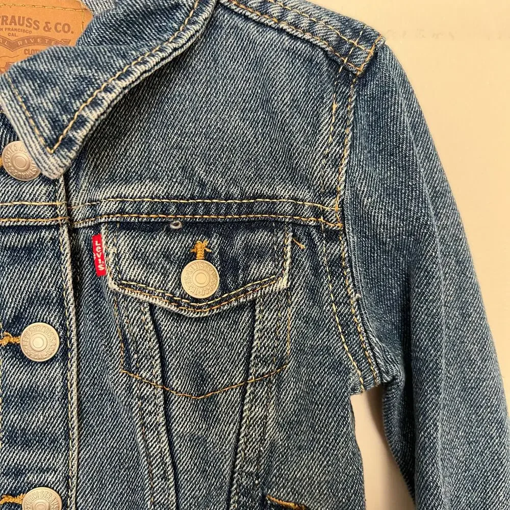 Levi’s Kids Denim Trucker Jacket Blue Cotton Classic Western Jean Jacket